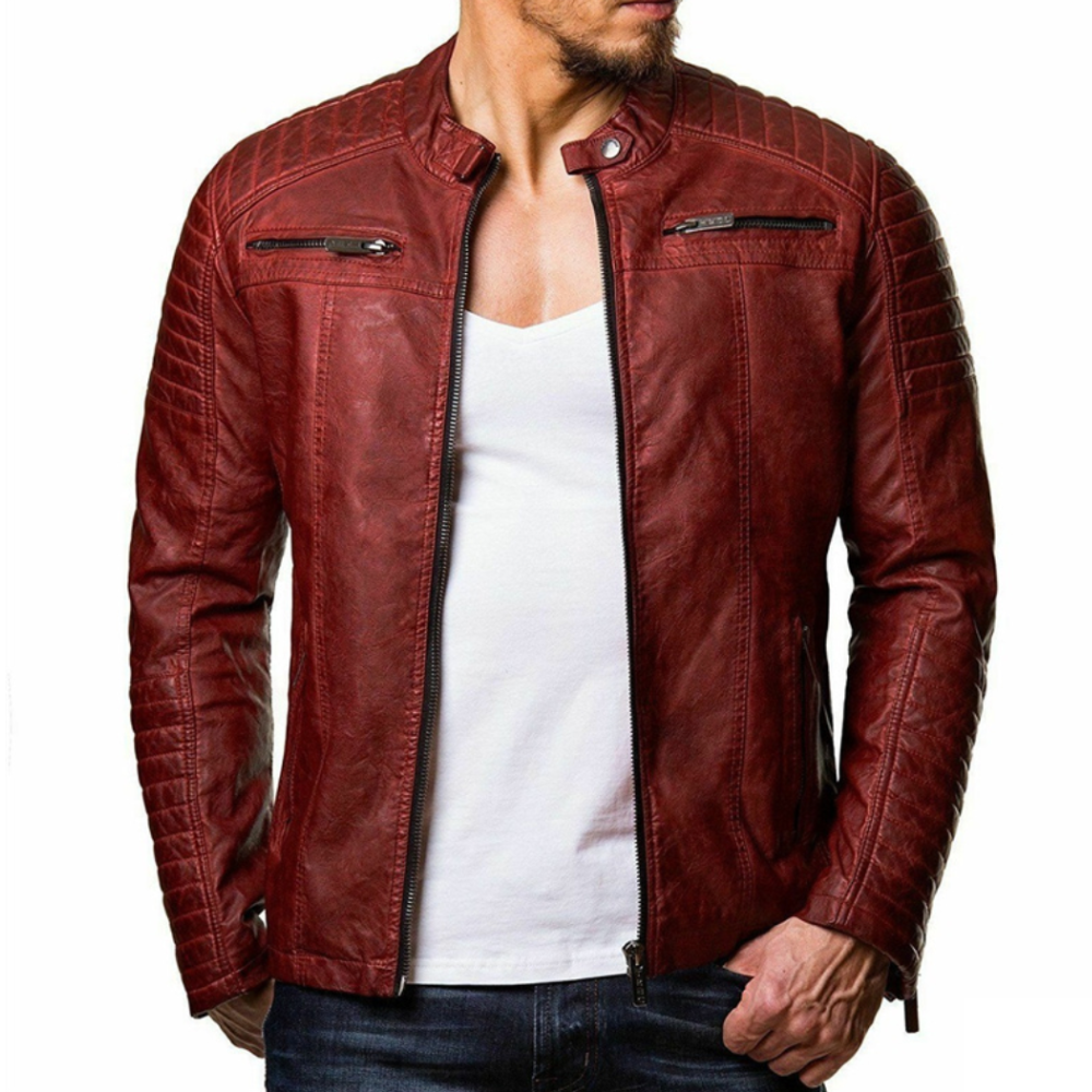 Herren Lederjacke - Mit Brusttasche für Alltag und Freizeit