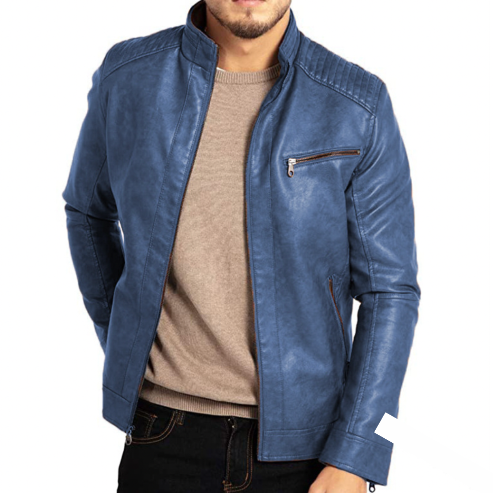 Herren Lederjacke - Mit Brusttasche für Alltag und Freizeit