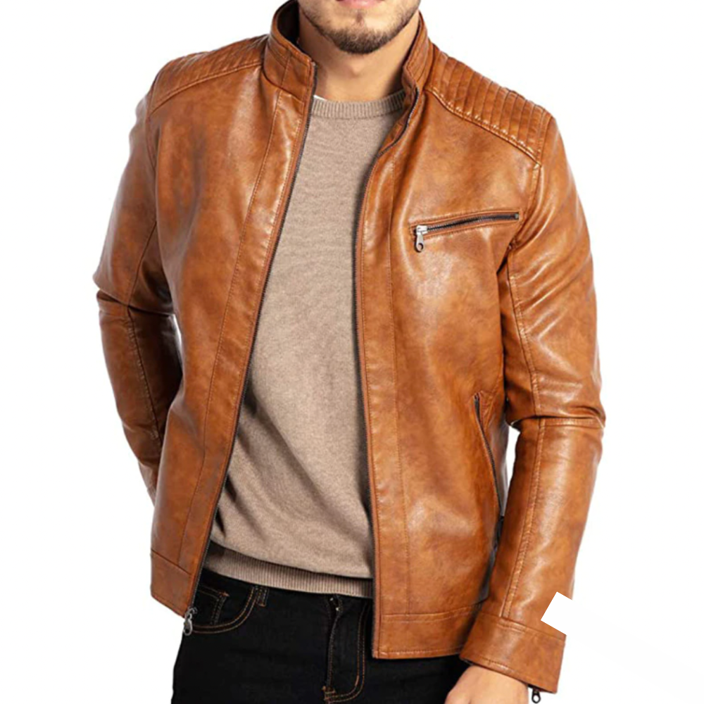 Herren Lederjacke - Mit Brusttasche für Alltag und Freizeit