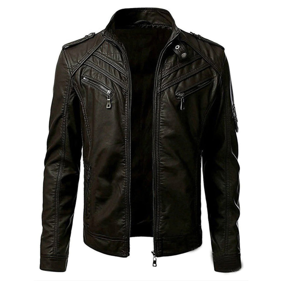 Herren Lederjacke - Mit Doppelbrusttasche für Freizeit und Alltag