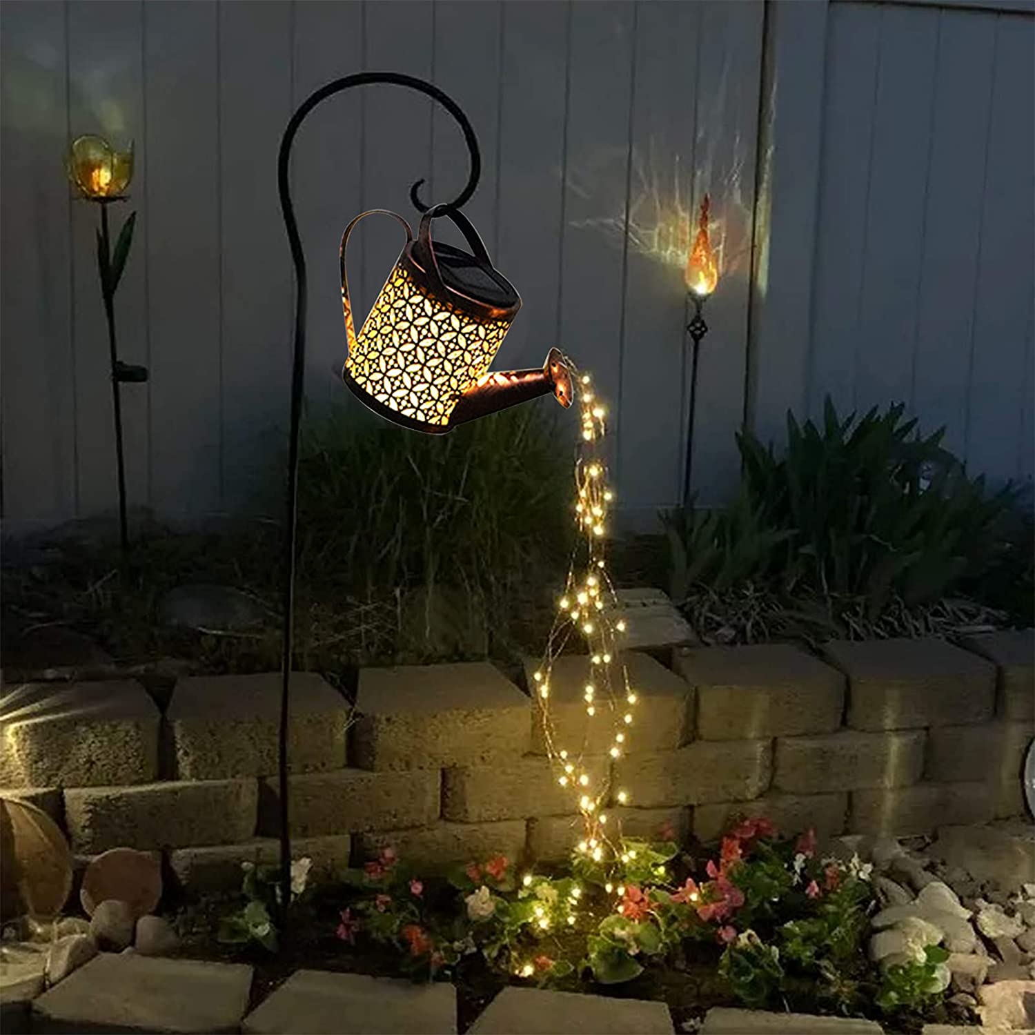 Solar Gartenleuchte Wasserfall – LED Deko-Licht 80cm warmweiß für Außenbereiche