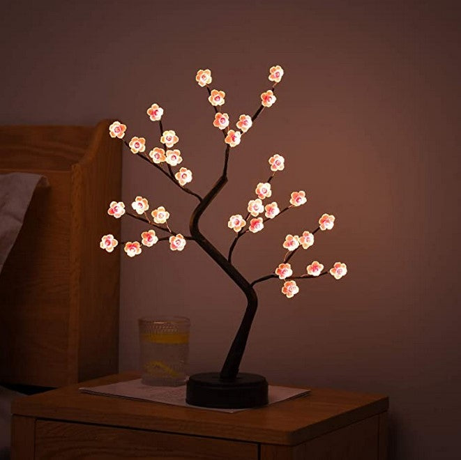 LED Blütenbaum – Dekoleuchte 50 cm mit USB & Batteriebetrieb, warmweiß
