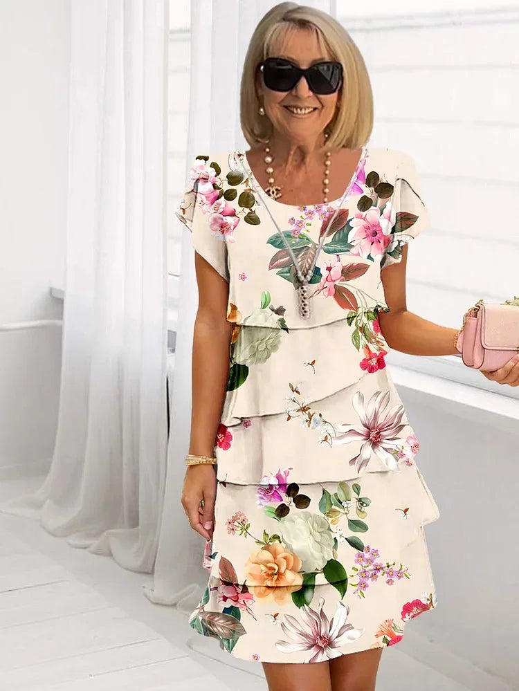 Kleid mit Wasserfallausschnitt – Knielang & Luftig – Elegant für Sommer & Events