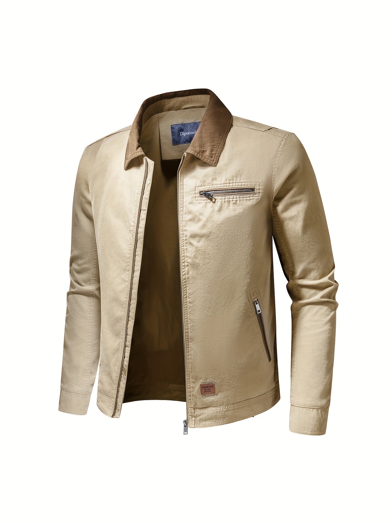 Herren Lederjacke - Mit offenem Kragen und Brusttasche für Freizeit und Alltag