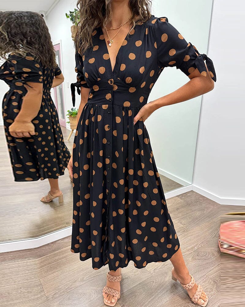 Kleid V-Ausschnitt Sommer Freizeit Baumwolle