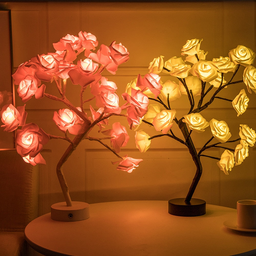 LED Rosenbaum Dekoleuchte – 45 cm, warmweiß, biegsame Äste, USB oder Batteriebetrieb
