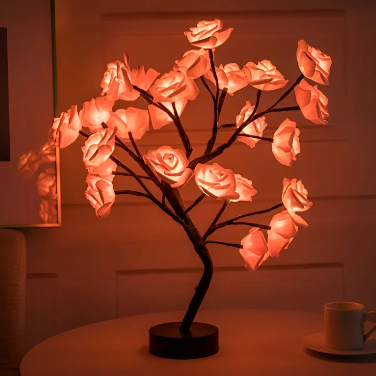 LED Rosenbaum Dekoleuchte – 45 cm, warmweiß, biegsame Äste, USB oder Batteriebetrieb