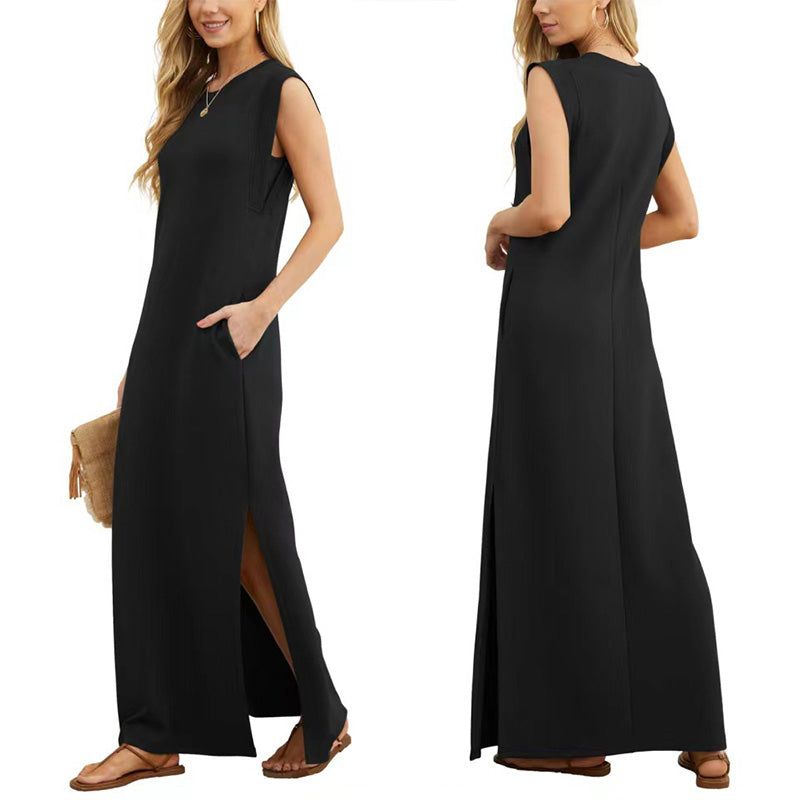 Maxikleid Leinen Sommerkleid Freizeit Langärmelig Luftig Elegant