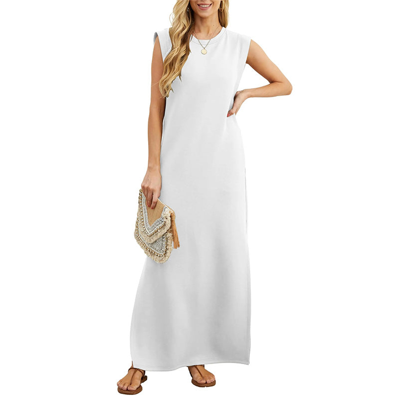 Maxikleid Leinen Sommerkleid Freizeit Langärmelig Luftig Elegant