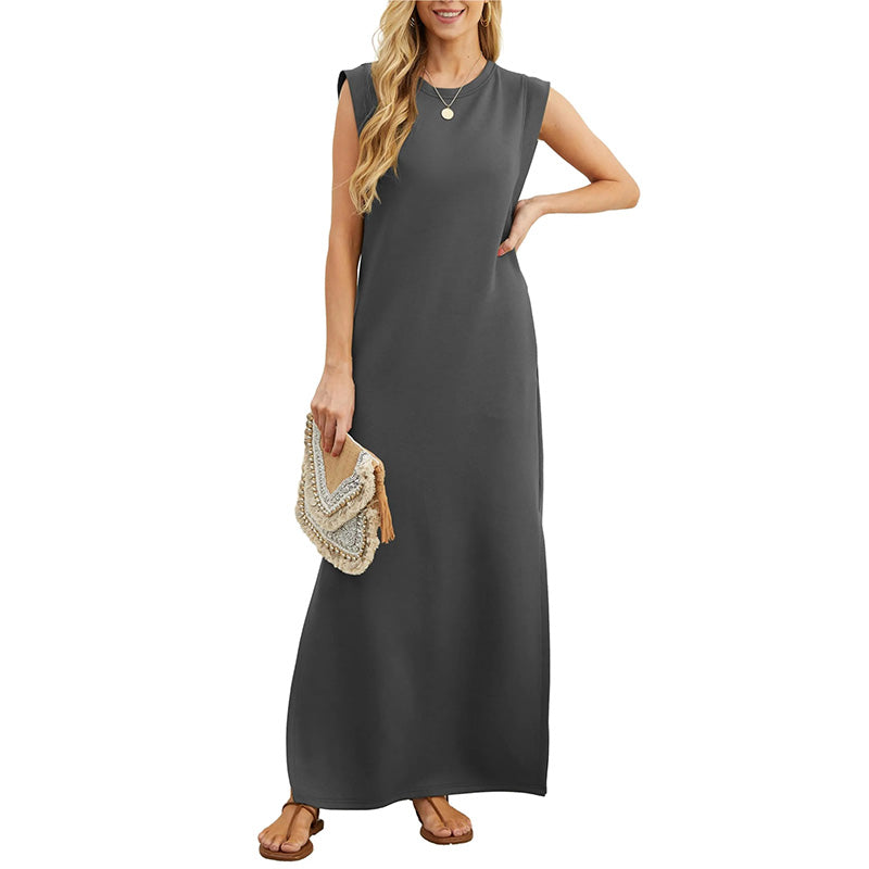 Maxikleid Leinen Sommerkleid Freizeit Langärmelig Luftig Elegant