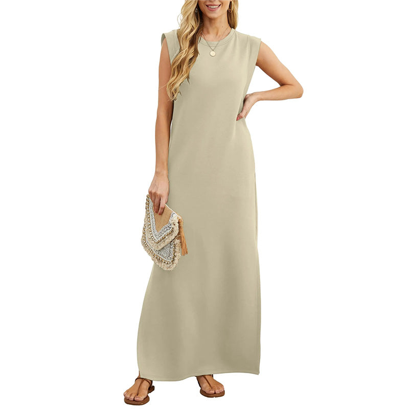 Maxikleid Leinen Sommerkleid Freizeit Langärmelig Luftig Elegant
