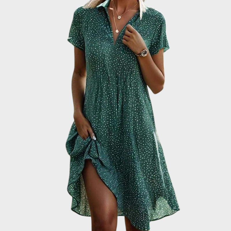 Midikleid Gepunktet Retro-Stil Sommerkleid Freizeit Baumwolle