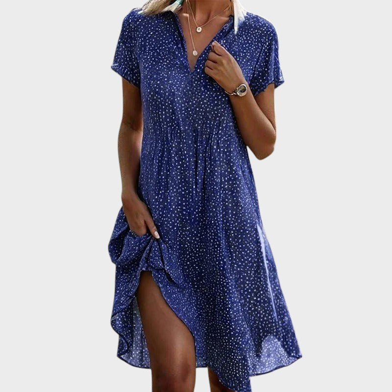 Midikleid Gepunktet Retro-Stil Sommerkleid Freizeit Baumwolle