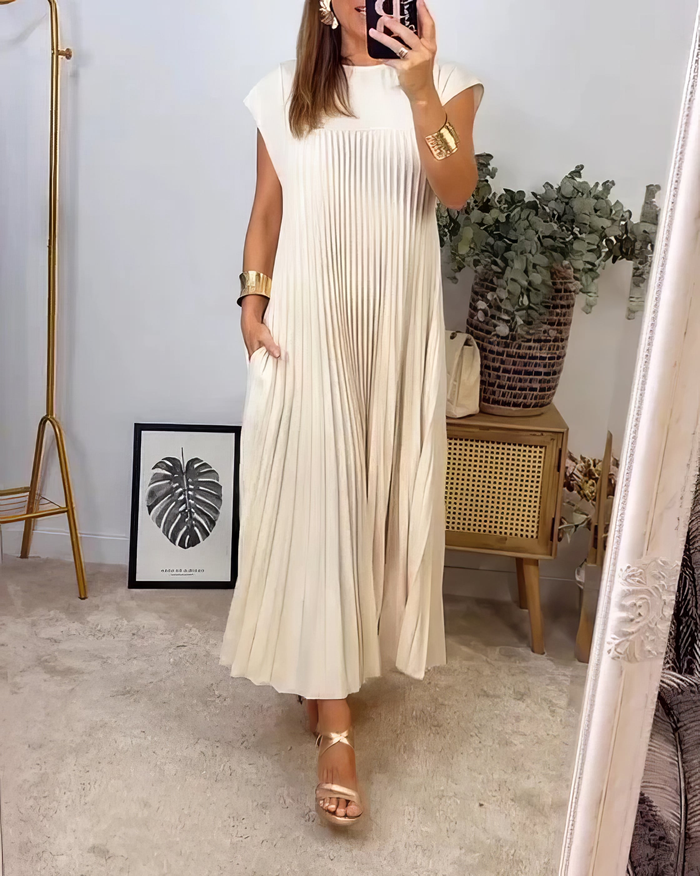 Plissiertes Midikleid mit Trägern – Luftig & Schmeichelnd – Elegant für Alltag & Sommer